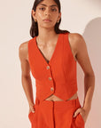 Irena Tailored Fitted Vest - Hibiscus