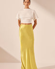 Sofia Bias Cut Maxi Skirt - Lime