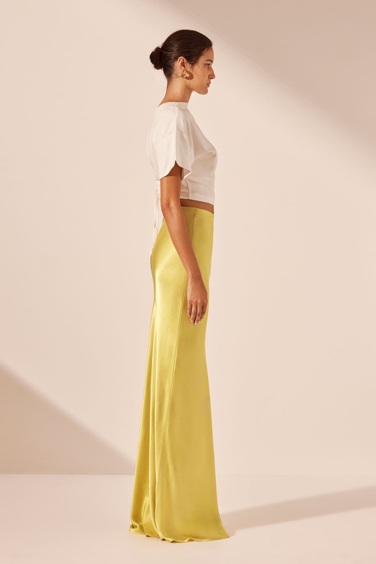 Sofia Bias Cut Maxi Skirt - Lime