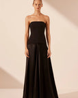 Adri Strapless Panelled Maxi  Dress - Black