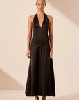 Savanna Halter Open Back Maxi Dress - Black