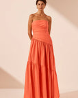 Maiori Strapless Tiered Maxi Dress - Coral