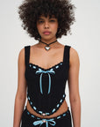 Olina Crochet Top in Black