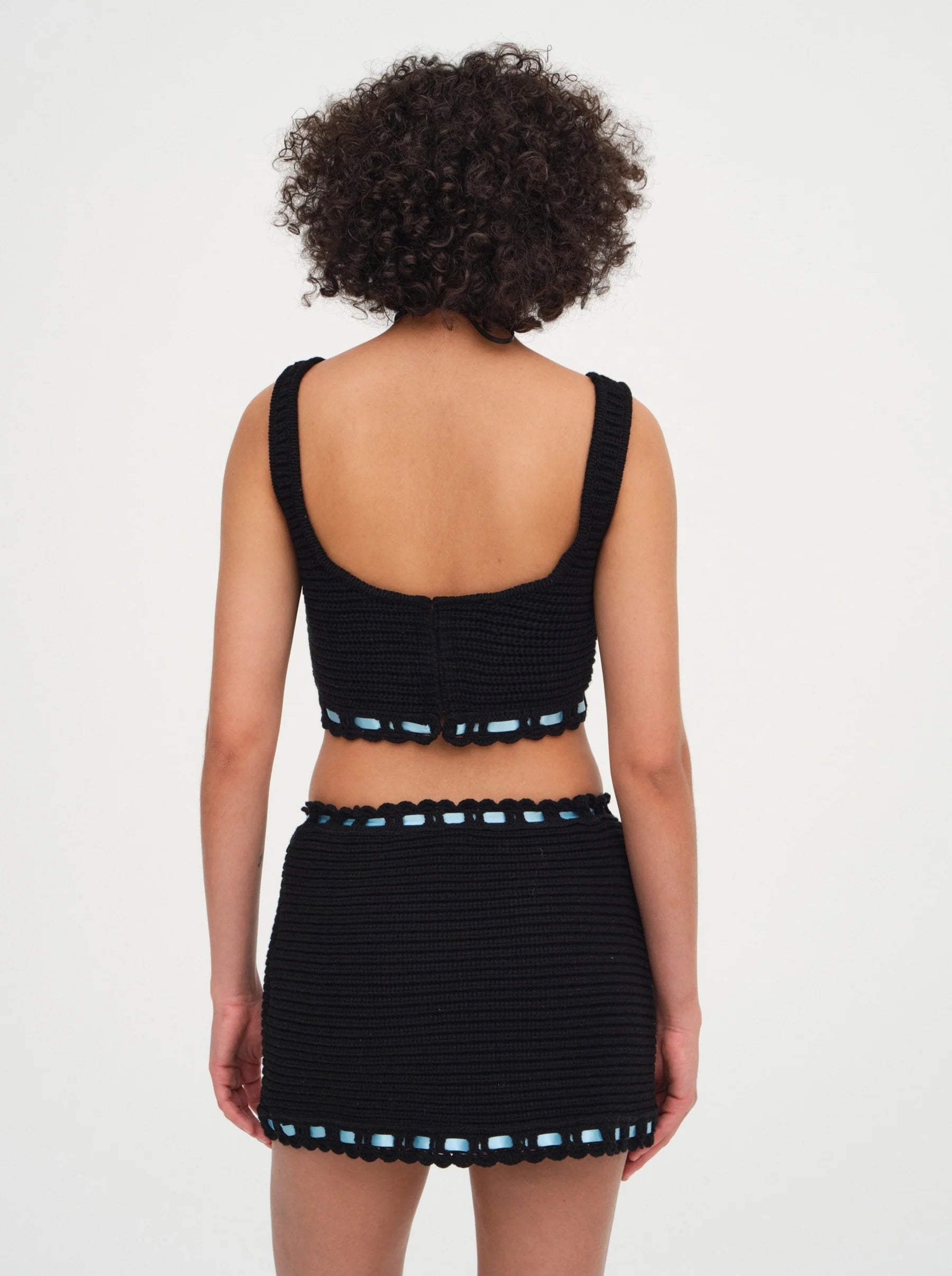 Olina Crochet Top in Black