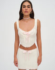 Olina Crochet Top in Cream