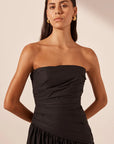 Maiori Strapless Tiered Maxi Dress - Black