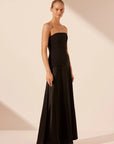 Adri Strapless Panelled Maxi  Dress - Black