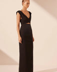 Lani Cross Front Ruched Maxi Dress - Black