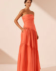 Maiori Strapless Tiered Maxi Dress - Coral