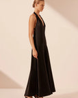 Savanna Halter Open Back Maxi Dress - Black