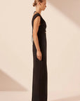 Lani Cross Front Ruched Maxi Dress - Black