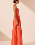 Maiori Strapless Tiered Maxi Dress - Coral