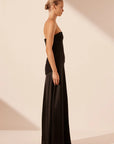 Adri Strapless Panelled Maxi  Dress - Black