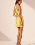 Sofia Cross Front Cut Out Mini Dress - Lime