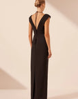 Lani Cross Front Ruched Maxi Dress - Black