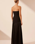 Adri Strapless Panelled Maxi  Dress - Black