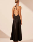 Savanna Halter Open Back Maxi Dress - Black