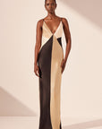 Sofia Contrast Double Strap Maxi Dress