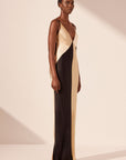 Sofia Contrast Double Strap Maxi Dress