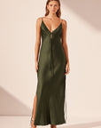 Shae Plunged Slip Tie Maxi Dress