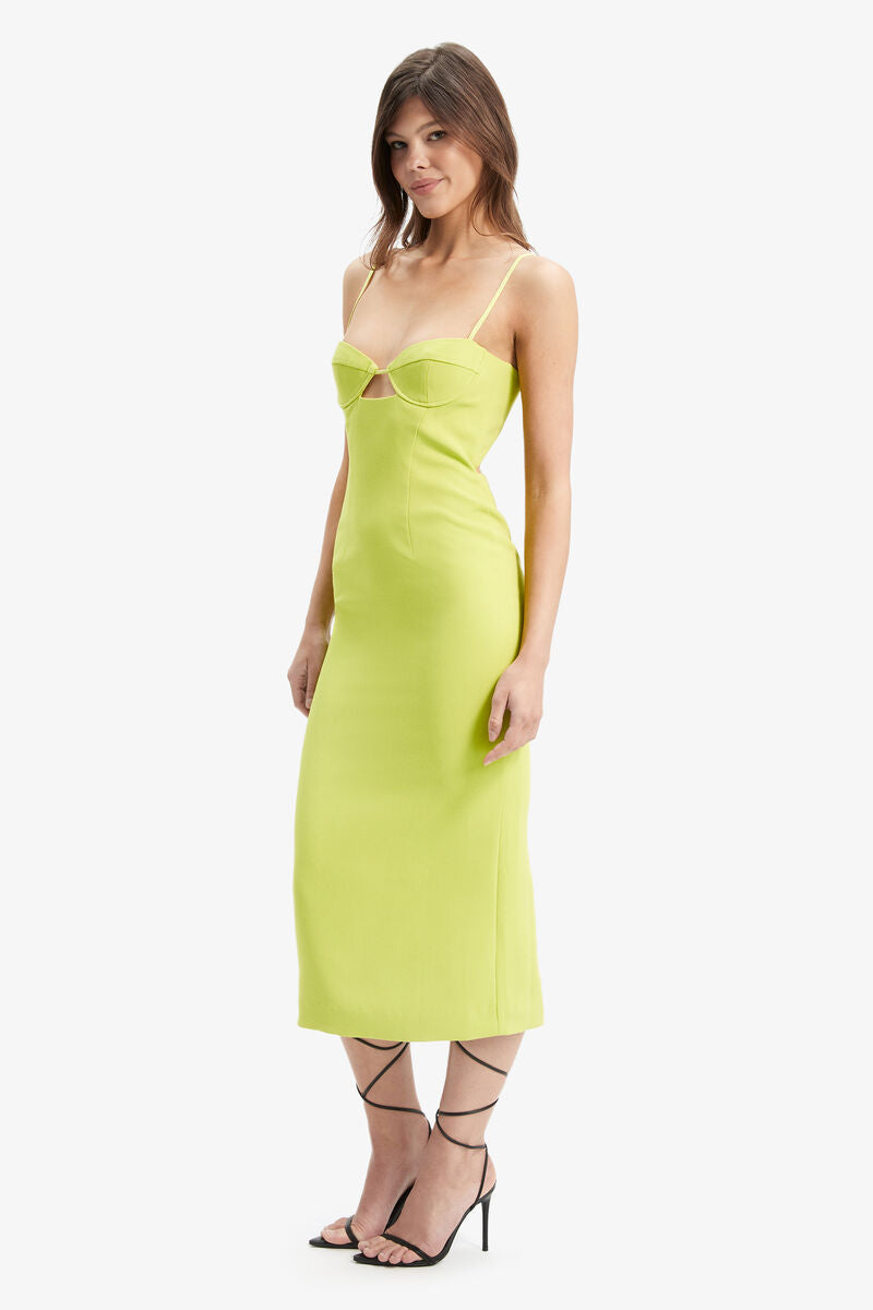 Vienna Midi Dress In Lime