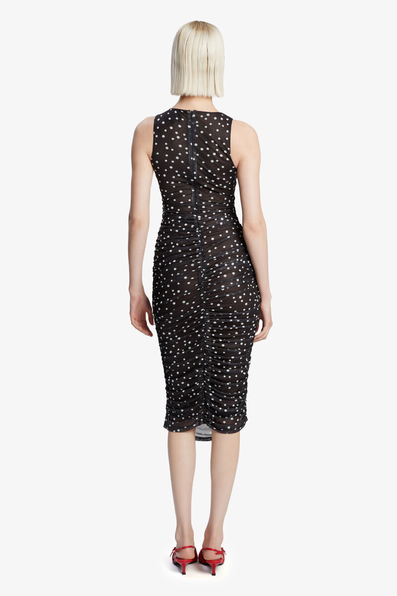 Felicia Spot Mesh Midi Dress