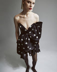 Brydie Bow Mini Dress in Black Spot