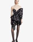 Brydie Bow Mini Dress in Black Spot