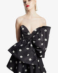 Brydie Bow Mini Dress in Black Spot