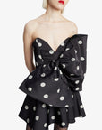 Brydie Bow Mini Dress in Black Spot