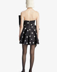 Brydie Bow Mini Dress in Black Spot