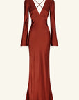 Lino Open Back Tie Maxi Dress - Mahogany