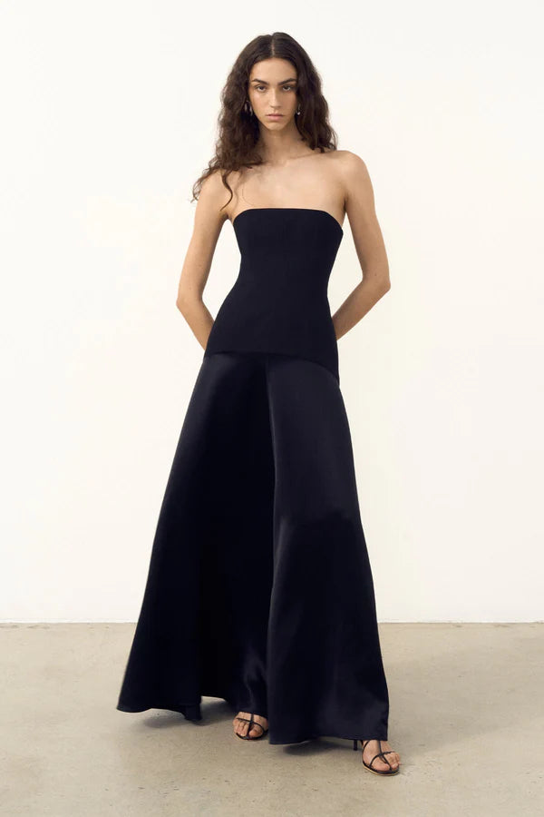 Adri Strapless Panelled Maxi  Dress - Black