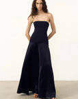 Adri Strapless Panelled Maxi  Dress - Black