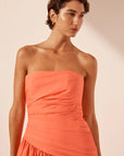 Maiori Strapless Tiered Maxi Dress - Coral