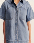 Stella Short Sleeve Shirt - Mid Blue