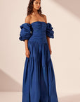 Maiori Contour Ruched Maxi Dress - Azure