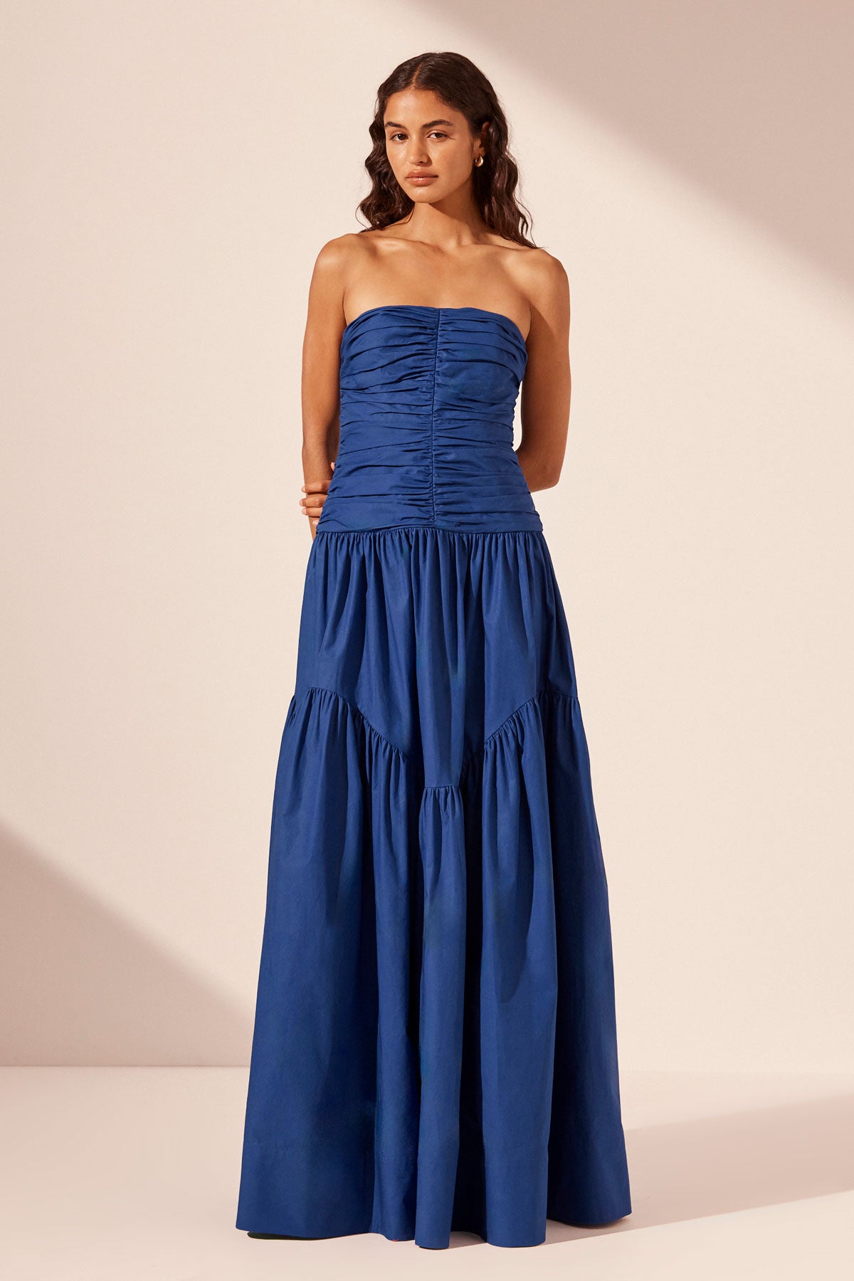 Maiori Contour Ruched Maxi Dress - Azure