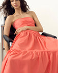 Maiori Strapless Tiered Maxi Dress - Coral