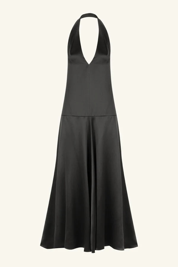 Savanna Halter Open Back Maxi Dress - Black