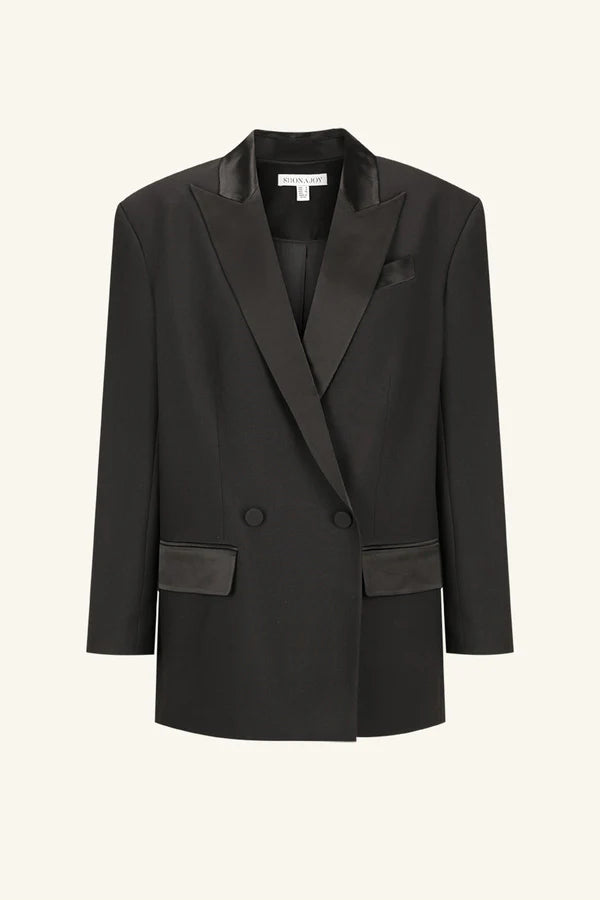 Adri Tuxedo Double Breasted Blazer - Black