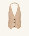 Asher Tailored Open Back Vest - Latte