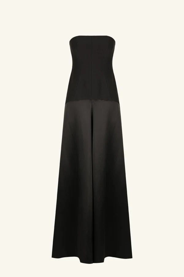 Adri Strapless Panelled Maxi  Dress - Black