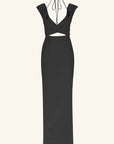 Lani Cross Front Ruched Maxi Dress - Black