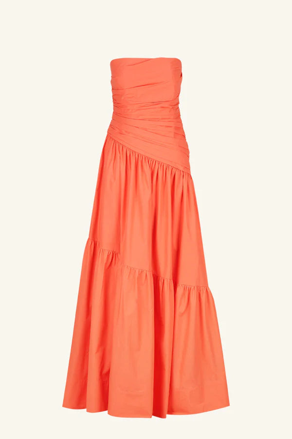 Maiori Strapless Tiered Maxi Dress - Coral