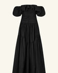 Maiori Off Shoulder Ruched Bodice Maxi Dress - Black