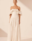 Maiori Off Shoulder Ruched Bodice Maxi Dress - Ivory