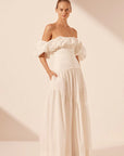 Maiori Off Shoulder Ruched Bodice Maxi Dress - Ivory