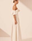 Maiori Off Shoulder Ruched Bodice Maxi Dress - Ivory