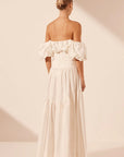 Maiori Off Shoulder Ruched Bodice Maxi Dress - Ivory